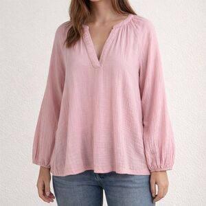 Old Navy Cotton Muslin Gauze Popover Tunic Top L Cottagecore Peasant  Scandi